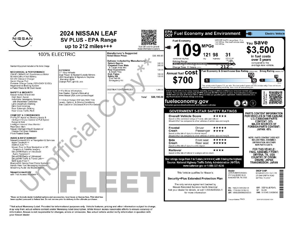 Certified 2024 Nissan Leaf SV Plus FWD image 31