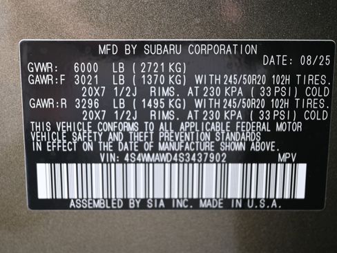 Certified 2025 Subaru Ascent Bronze Edition w/ Onyx Package AWD/4WD image 37