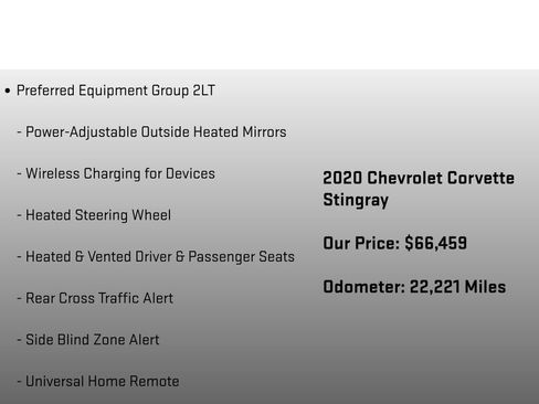Used 2020 Chevrolet Corvette Stingray Preferred Cpe w/ 2LT Preferred Equipment Group RWD image 12