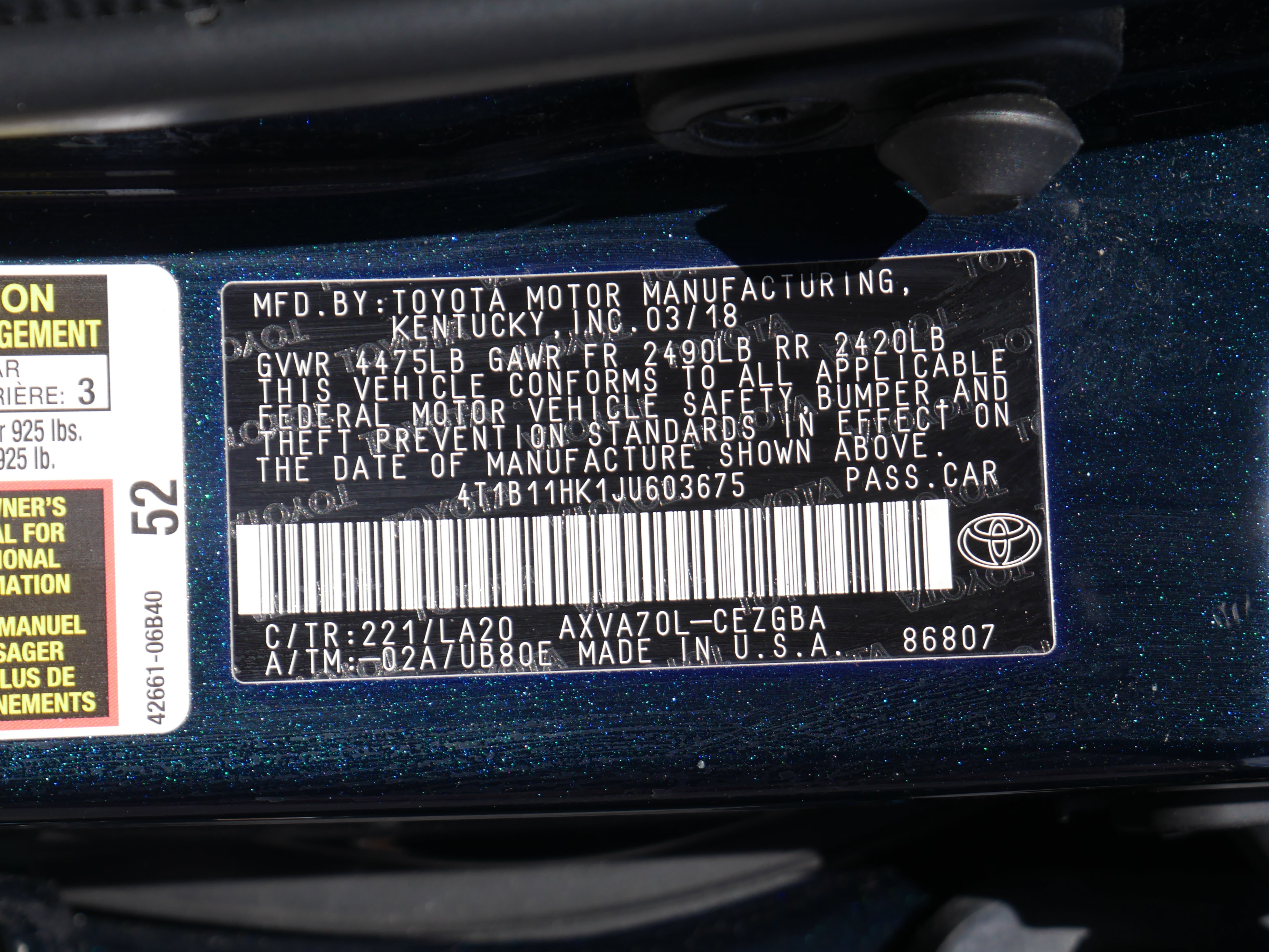 Used 2018 Toyota Camry XLE w/ Audio Package FWD image 33
