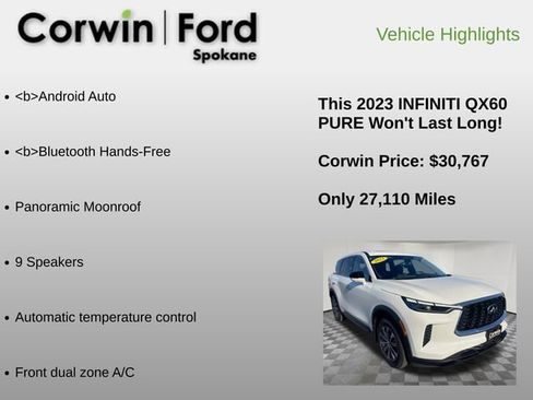 Used 2023 INFINITI QX60 Pure image 12