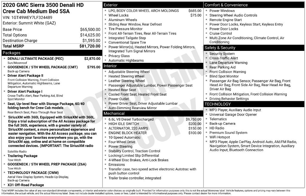 Used 2020 GMC Sierra 3500 Denali w/ Denali Ultimate Package AWD/4WD image 6