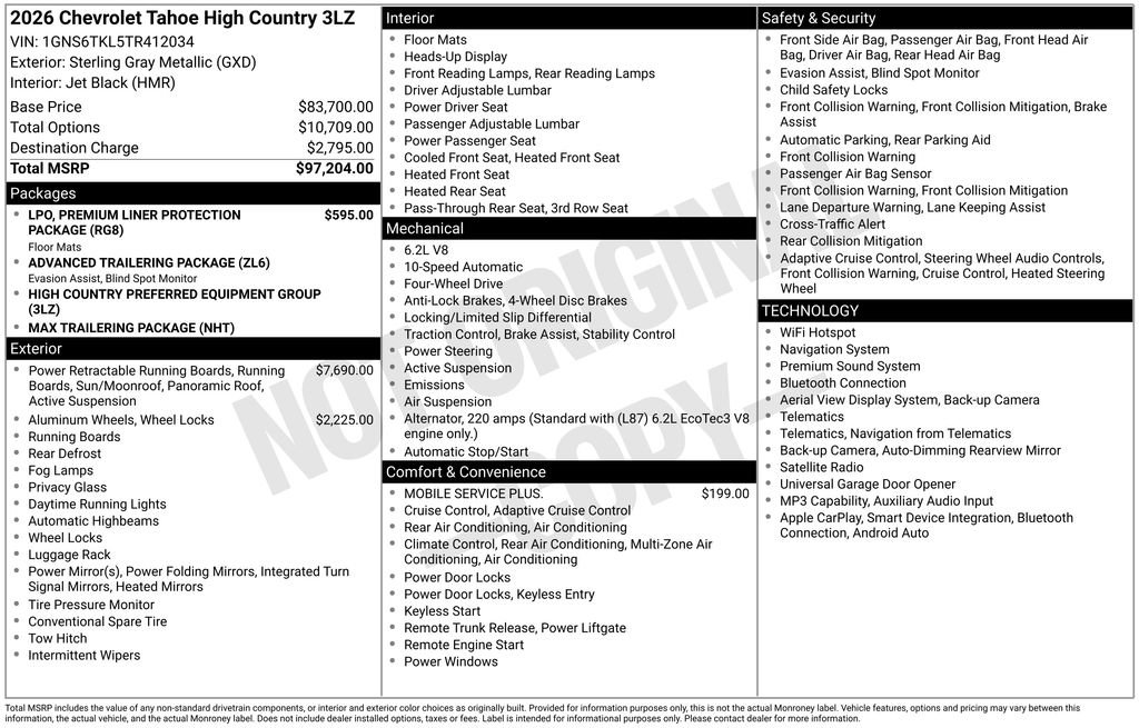 New 2026 Chevrolet Tahoe High Country AWD/4WD image 20
