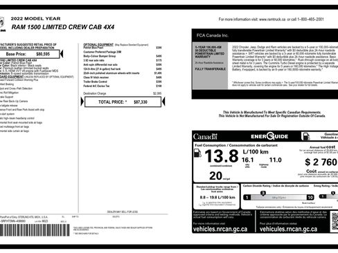Used 2022 RAM 1500 Limited w/ Body-Colour Bumper Group AWD/4WD image 53