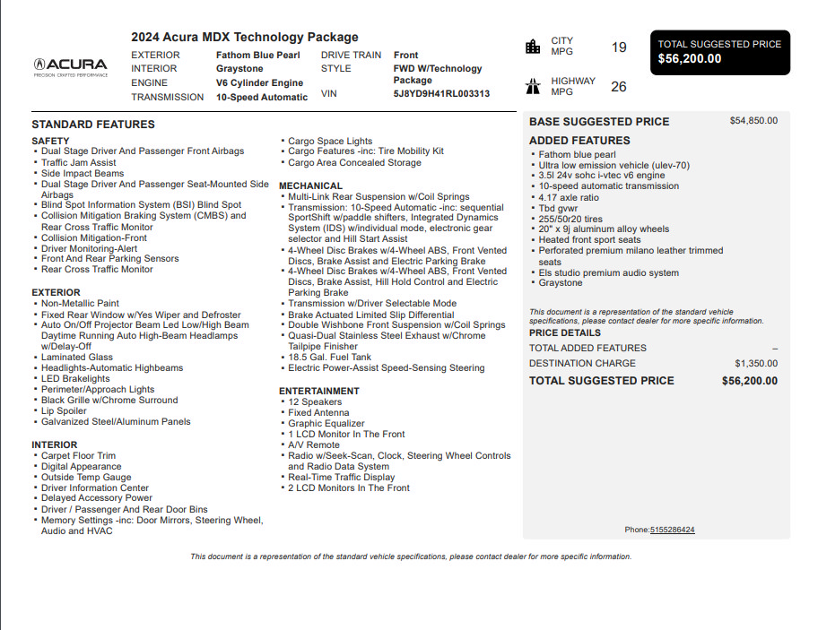 Used 2024 Acura MDX w/ Technology Package FWD image 3