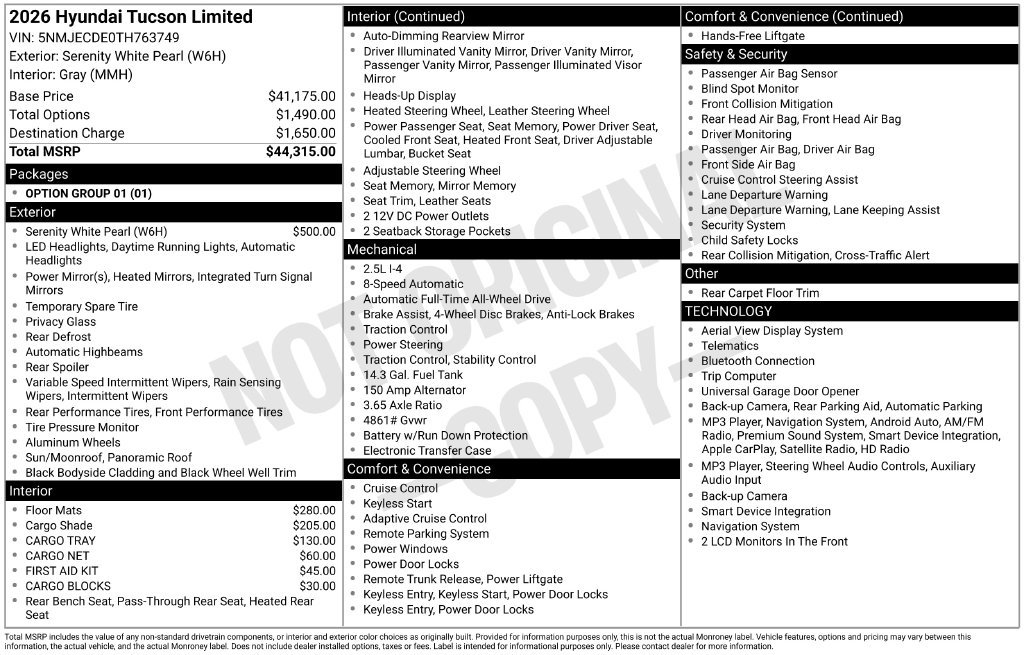 New 2026 Hyundai Tucson Limited AWD/4WD image 3