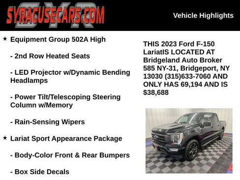 Used 2023 Ford F150 Lariat w/ Equipment Group 502A High AWD/4WD image 6