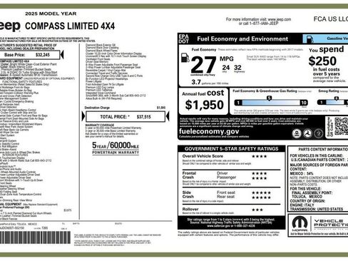Certified 2025 Jeep Compass Limited w/ Elite Group AWD/4WD image 3