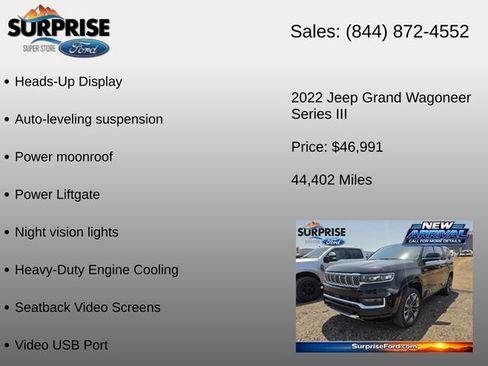 Used 2022 Jeep Grand Wagoneer Series III w/ Rear Seat Video Group 1 AWD/4WD image 16