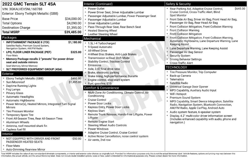 Used 2022 GMC Terrain SLT w/ Infotainment Package II AWD/4WD image 46
