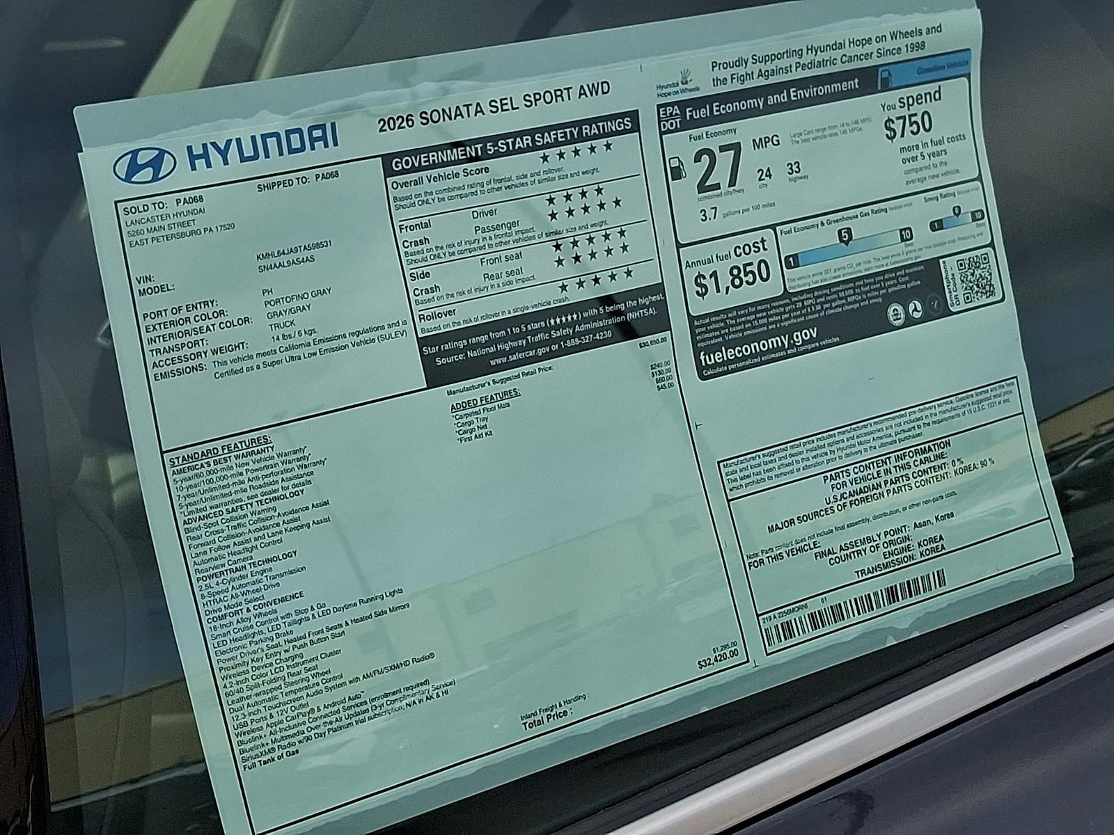 New 2026 Hyundai Sonata SEL AWD/4WD image 18