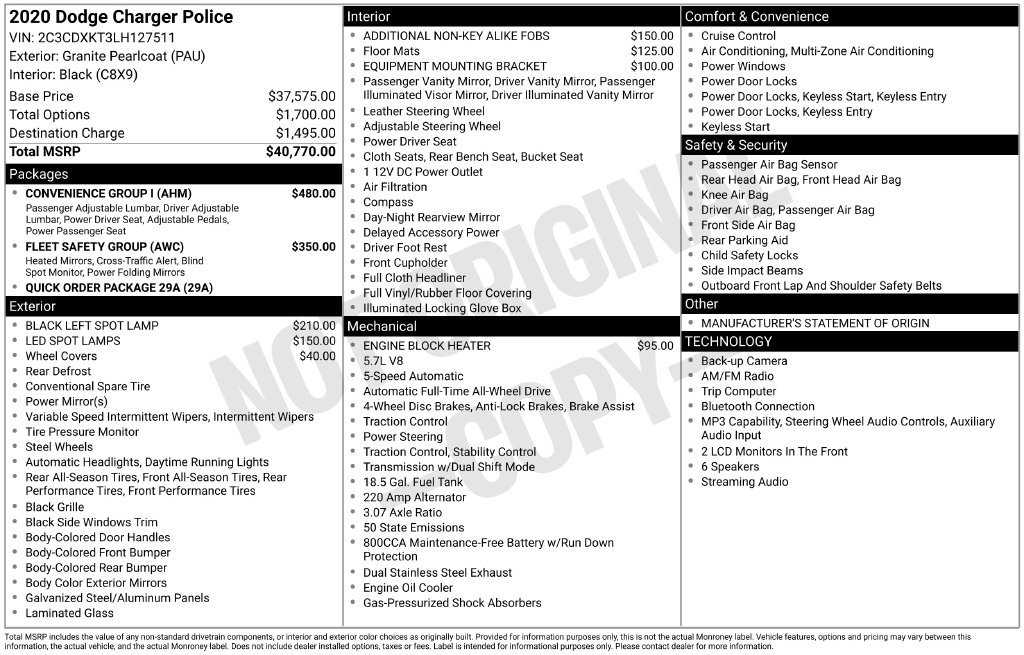 Used 2020 Dodge Charger Police w/ Convenience Group I AWD/4WD image 4