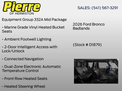New 2026 Ford Bronco Badlands w/ Sasquatch Package AWD/4WD image 4