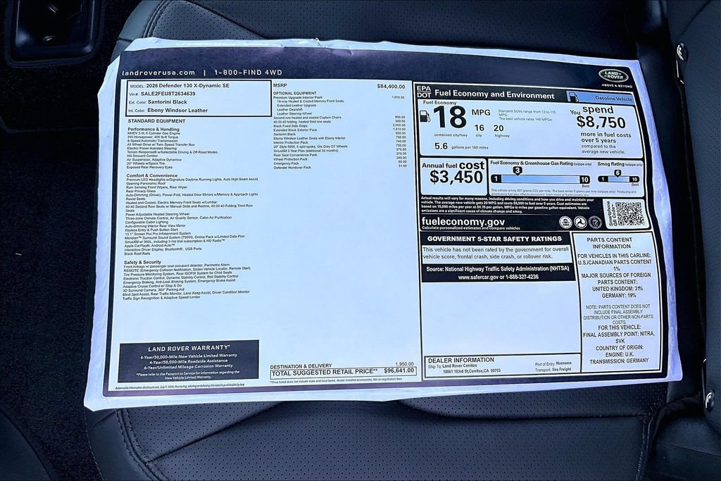 New 2026 Land Rover Defender 130 X-Dynamic SE AWD/4WD image 15