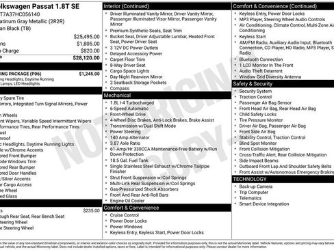Used 2017 Volkswagen Passat 1.8T SE w/ SE Lighting Package image 14