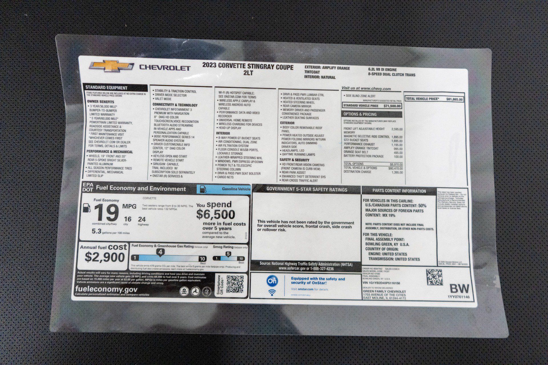 Used 2023 Chevrolet Corvette Stingray Preferred Cpe w/ Battery Protection Package RWD image 24