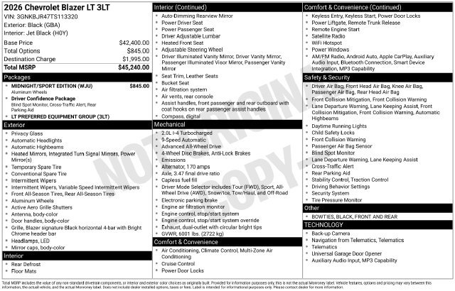 Certified 2026 Chevrolet Blazer LT w/ Midnight/Sport Edition AWD/4WD image 33