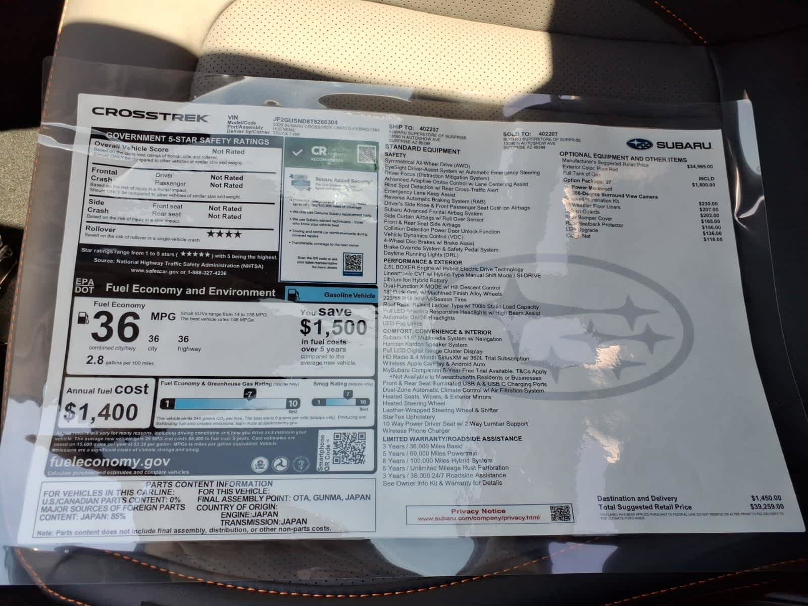 New 2026 Subaru Crosstrek 2.5i Limited AWD/4WD image 40