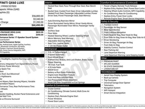 Used 2025 INFINITI QX60 Luxe w/ Lighting Package (N94) image 3