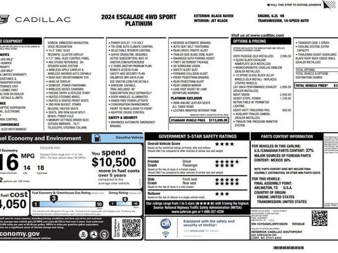 Used 2024 Cadillac Escalade Sport Platinum w/ LPO, ONYX Package AWD/4WD image 3