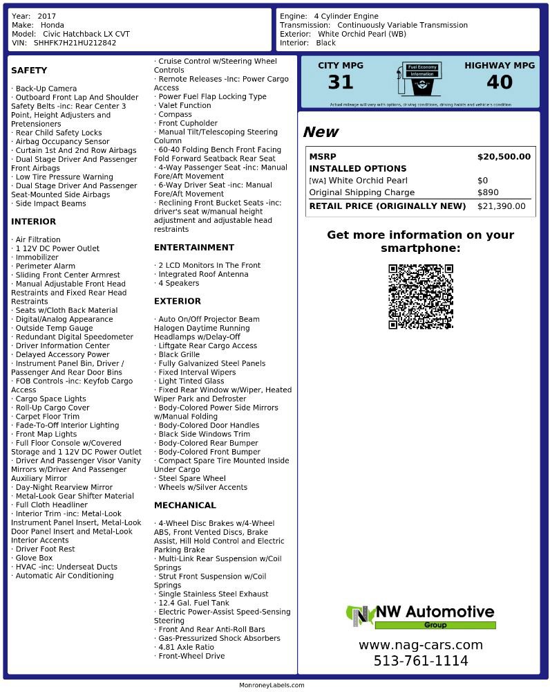Used 2017 Honda Civic LX image 2