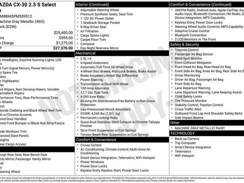 Used 2023 MAZDA CX-30 AWD 2.5 S w/ Select Package image 9