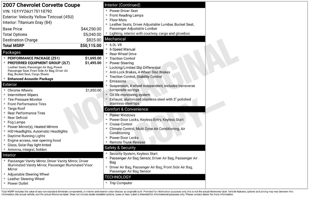 Used 2007 Chevrolet Corvette Coupe w/ Performance Package RWD image 2