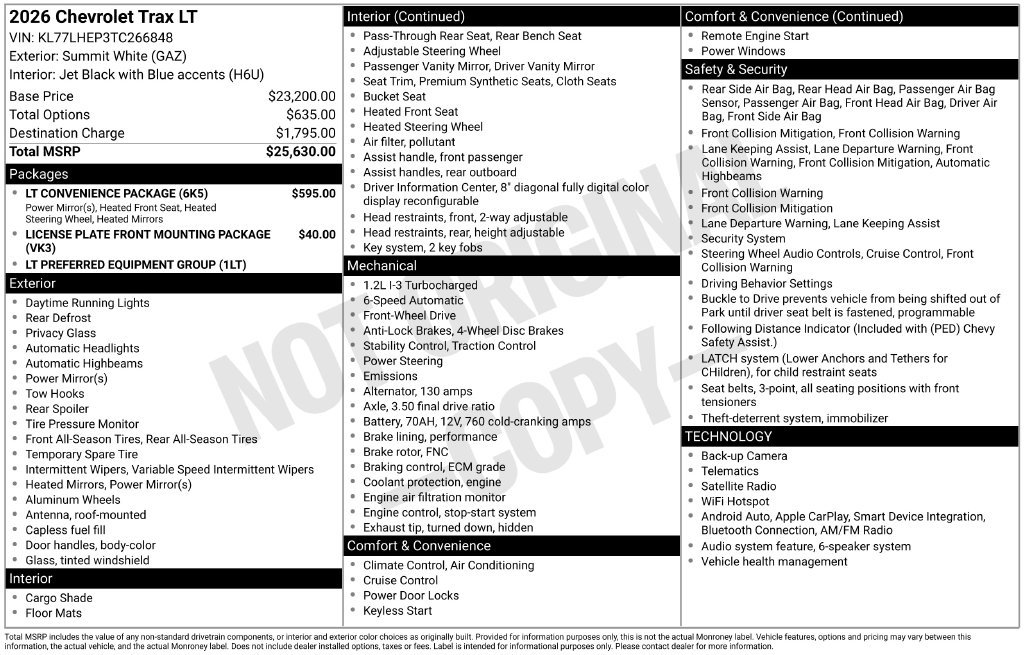 New 2026 Chevrolet Trax LT w/ LT Convenience Package FWD image 23