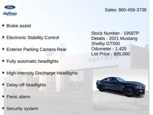 Certified 2021 Ford Mustang Shelby GT500 w/ Technology Package RWD image 23