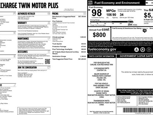 Used 2024 Volvo XC40 Recharge Plus w/ Protection Package Premier image 54