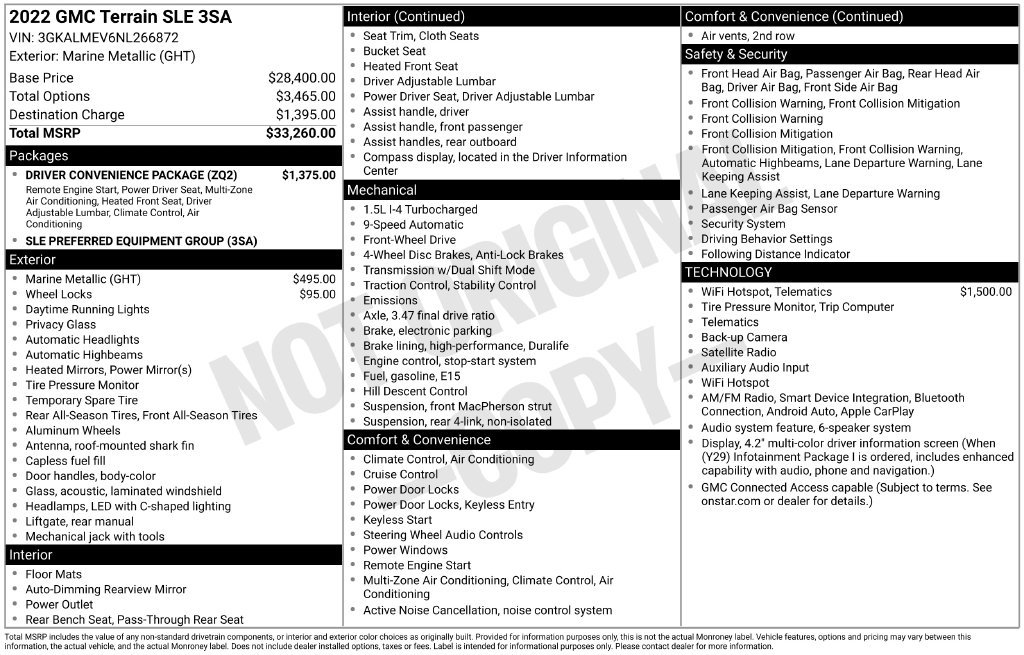 Used 2022 GMC Terrain SLE w/ Driver Convenience Package FWD image 5