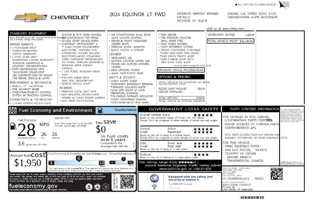 Used 2024 Chevrolet Equinox LT w/ LPO, Floor Liner Package FWD image 37