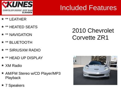 Used 2010 Chevrolet Corvette ZR1 w/ Preferred Equipment Group RWD image 3
