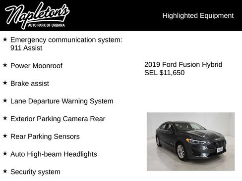 Used 2019 Ford Fusion SEL FWD image 16