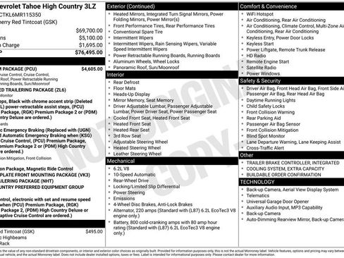 Used 2021 Chevrolet Tahoe High Country w/ Premium Package RWD image 40