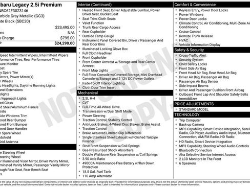 Used 2015 Subaru Legacy 2.5i Premium image 6