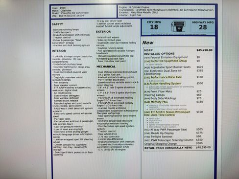 Used 1999 Chevrolet Corvette w/ Memory Pkg image 14