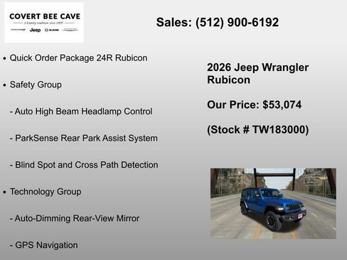 New 2026 Jeep Wrangler Unlimited Rubicon w/ Safety Group AWD/4WD image 6