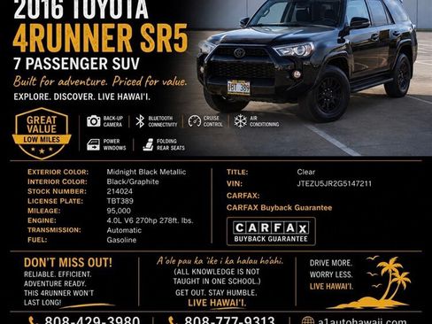 Used 2016 Toyota 4Runner SR5 RWD image 2