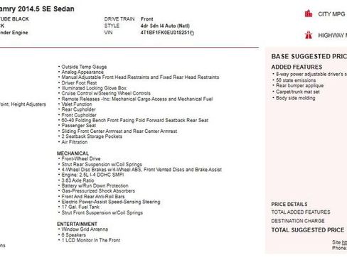 Used 2014 Toyota Camry SE image 2