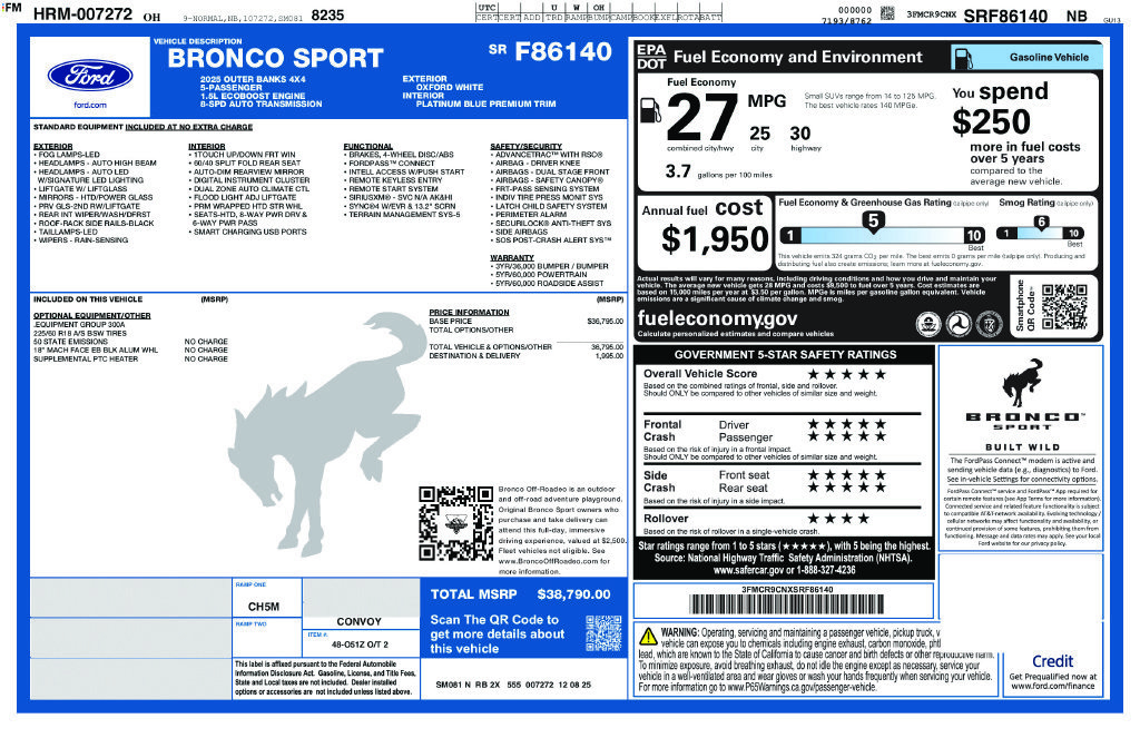 Used 2025 Ford Bronco Sport Outer Banks AWD/4WD image 37