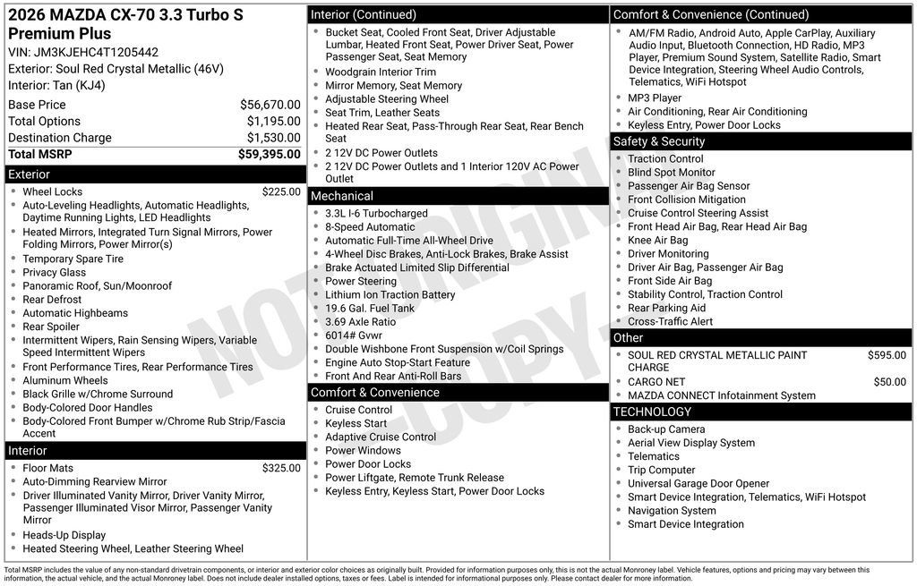 New 2026 MAZDA CX-70 3.3 Turbo S w/ Premium Plus AWD/4WD image 35