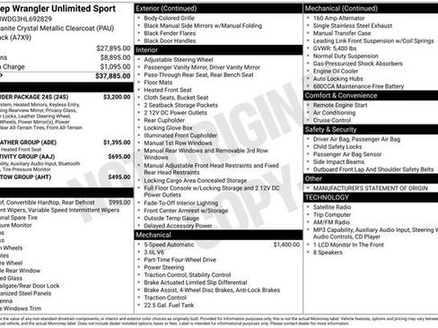 Used 2017 Jeep Wrangler Unlimited Sport w/ Quick Order Package 24S AWD/4WD image 33