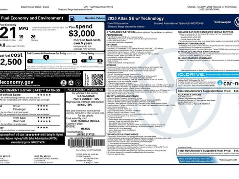 Used 2025 Volkswagen Atlas SE w/ Black Wheel Package image 44
