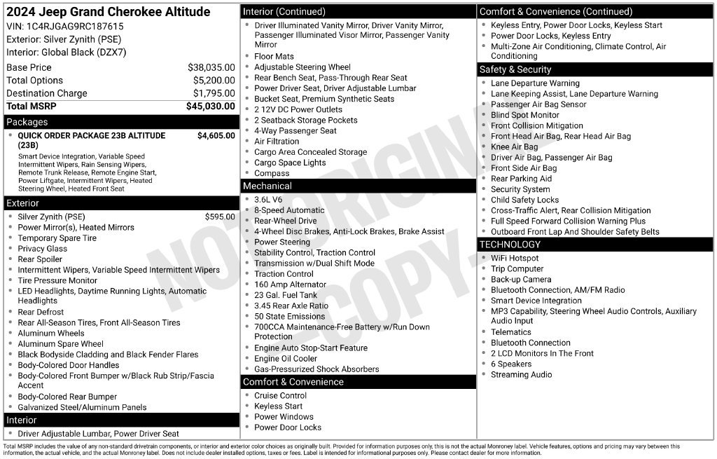 Used 2024 Jeep Grand Cherokee Altitude RWD image 35