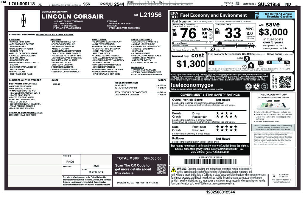 New 2025 Lincoln Corsair Grand Touring w/ Equipment Group 302A AWD/4WD image 31