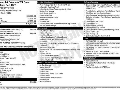 New 2026 Chevrolet Colorado W/T w/ Advanced Trailering Package AWD/4WD image 4