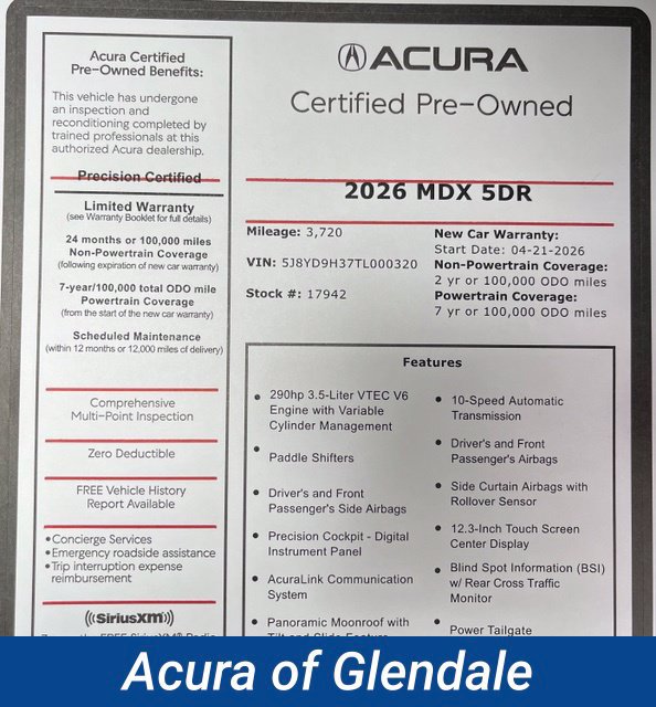 Certified 2026 Acura MDX FWD image 2