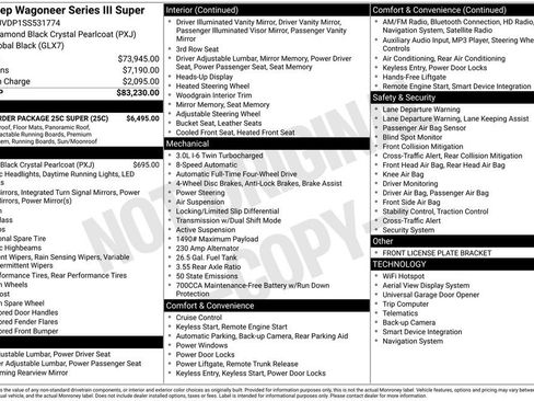 New 2025 Jeep Wagoneer Series III w/ Quick Order Package 25C Super image 2