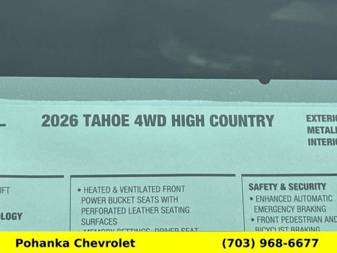 New 2026 Chevrolet Tahoe High Country AWD/4WD image 28